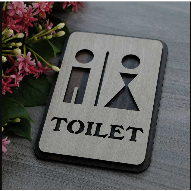 Bảng Gỗ AKZ Toilet - WC Nam Nữ - Resroom, bảng gỗ treo, chỉ hướng nhà vệ sinh AKZTL07