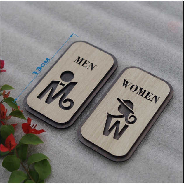 Bảng Gỗ AKZ Toilet - WC Nam Nữ - Resroom, bảng gỗ treo, chỉ hướng nhà vệ sinh AKZTL9