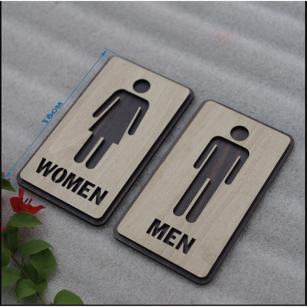 Bảng Gỗ AKZ Toilet - WC Nam Nữ - Resroom, bảng gỗ treo, chỉ hướng nhà vệ sinh AKZTL15