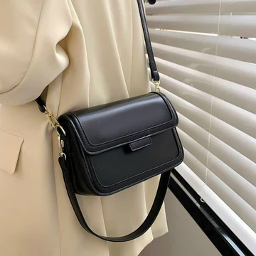 Women's Minimalist PU Leather Crossbody Bag – Multi-Pocket, Black