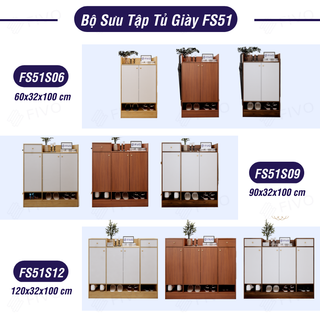 [Freeship HCM] Tủ Giày Gỗ Cao Cấp 4 Tầng FIVO FS51 Có Cửa, Gỗ Chống Ẩm Cao Cấp , Ngăn Chứa Rộng Rãi