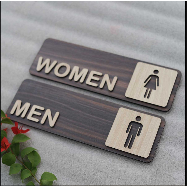 Bảng Gỗ AKZ Toilet - WC Nam Nữ - Resroom, bảng gỗ treo, chỉ hướng nhà vệ sinh AKZTL18