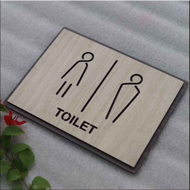 Bảng Gỗ AKZ Toilet - WC Nam Nữ - Resroom, bảng gỗ treo, chỉ hướng nhà vệ sinh AKZTL19