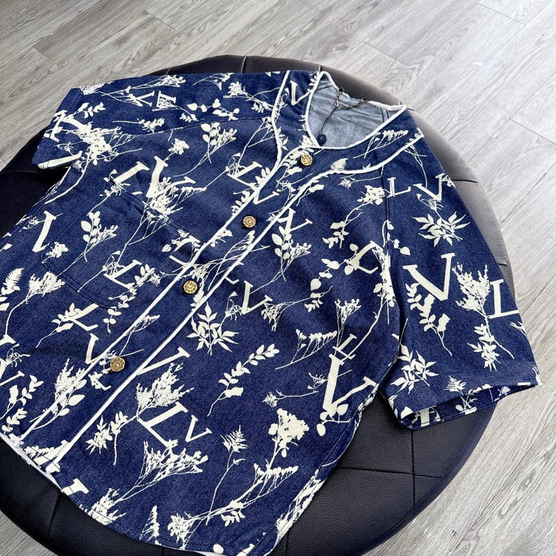 ⚡️[Hight Quality] - Áo Tee LV Luonvuituoi Leaf Denim Baseball