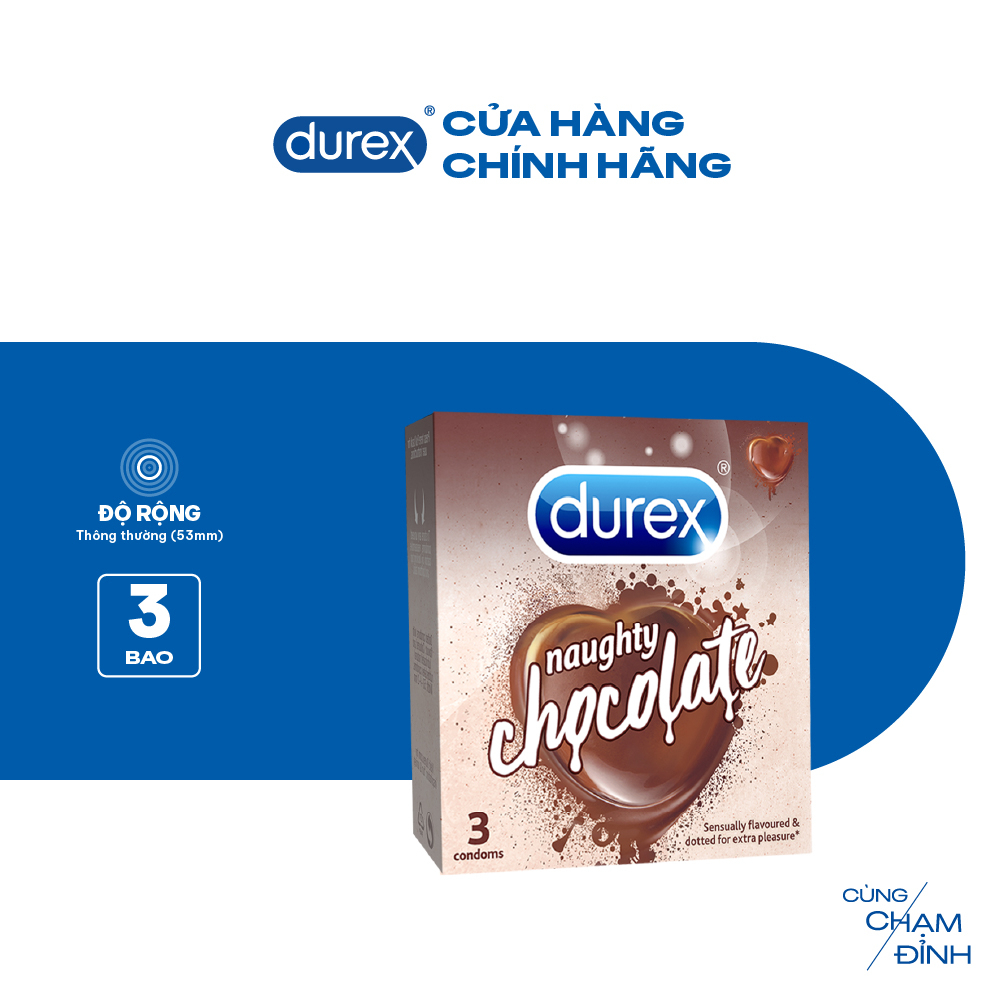 Ảnh Durex Naughty Chocolate hương socola (size 53mm, hộp 3 bao) 2