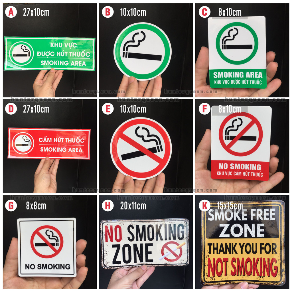 Biển báo Khu vực được hút thuốc. Decal cảnh báo chú ý chống nước. Smoking area