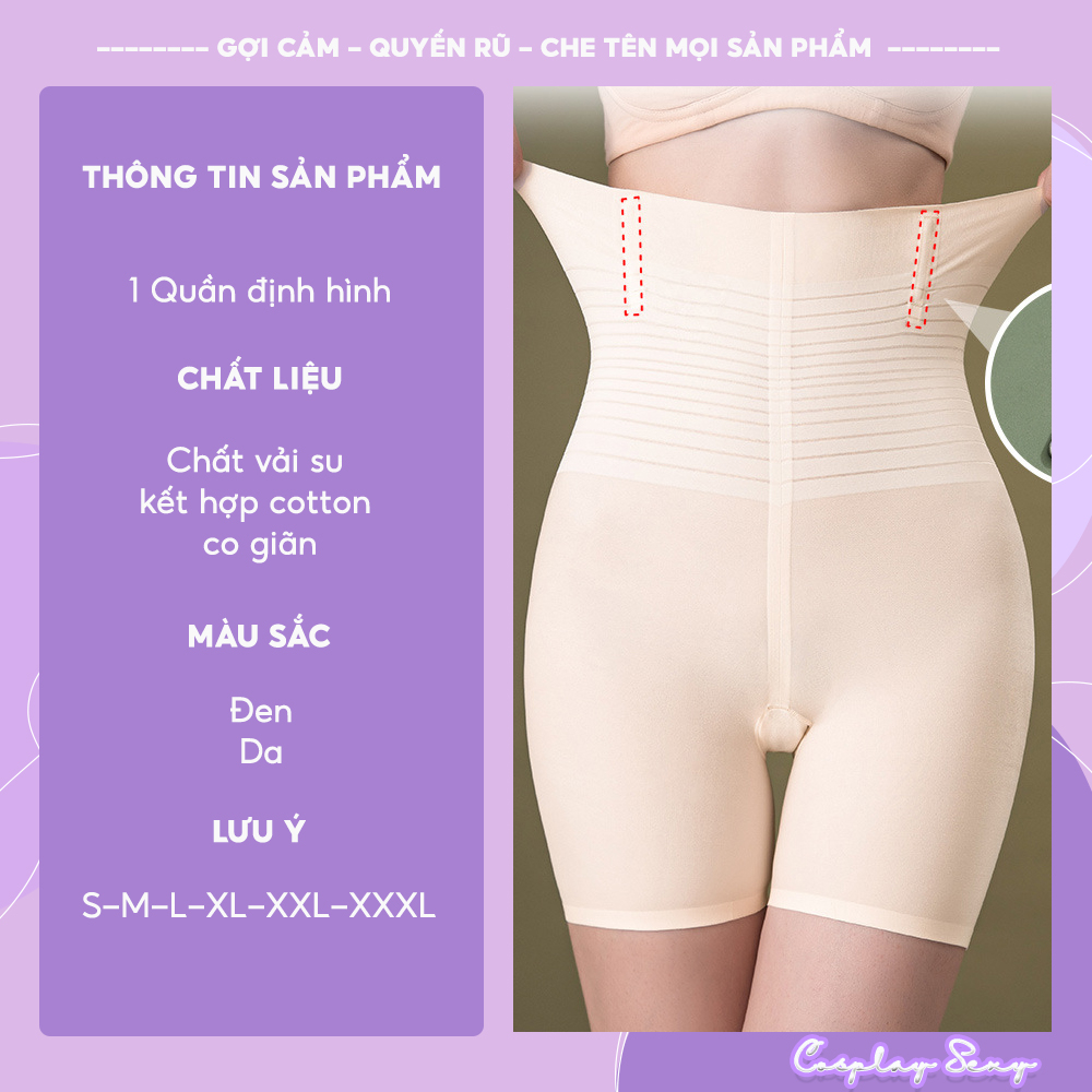 Quần Gen Thun Nịt Bụng Kéo Khoá siết eo cạp cao mặc váy nâng mông định hình vòng eo CS03