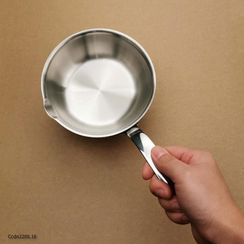 Chảo inox nhỏ đường kính 12cm nấu đồ cho bé dùng được nhiều loại bếp ...