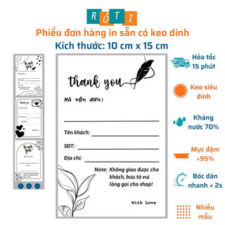 Sét 50 Phiếu ship hàng, tem ghi mã đơn hàng có sẵn keo kích thước 10x15cm