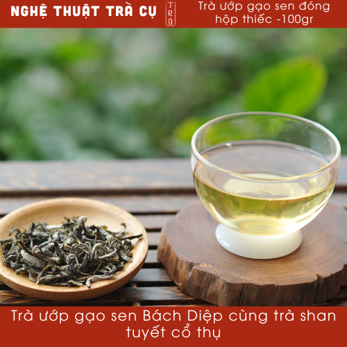 Trà sen bách diệp ướp cùng trà shan tuyết cổ thụ đóng hộp thiếc 100gr