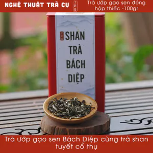 Trà sen bách diệp ướp cùng trà shan tuyết cổ thụ đóng hộp thiếc 100gr