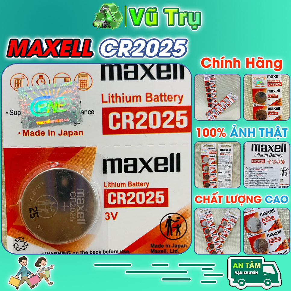 Pin CR2025 Maxell Lithium 3V Chính Hãng Vỉ 5 Viên Pin Cúc Áo Made In