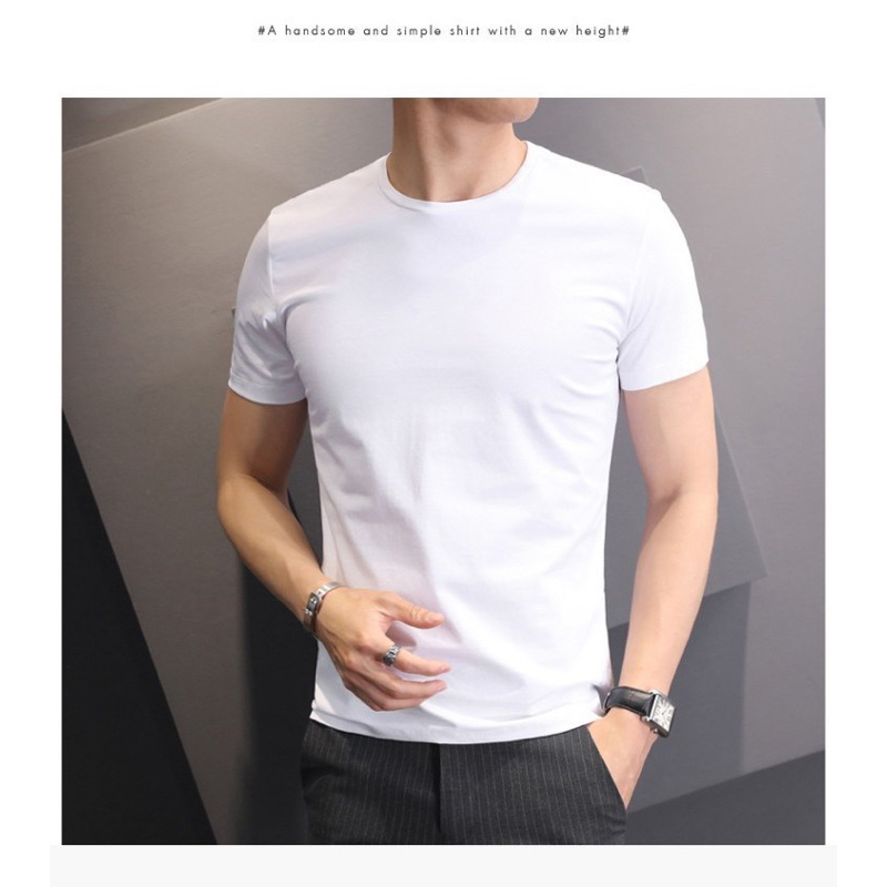 Áo Thun Nam Cổ Tròn Basic Vải Cotton Co Giãn 4 Chiều, Mịn Nhẹ, Tay Ngắn