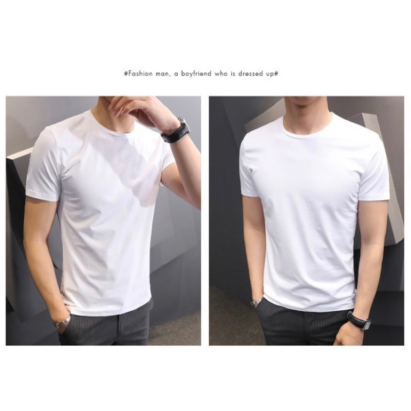 Áo Thun Nam Cổ Tròn Basic Vải Cotton Co Giãn 4 Chiều, Mịn Nhẹ, Tay Ngắn