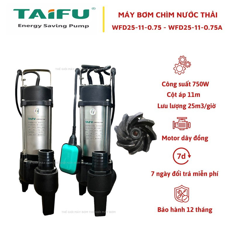 Máy Bơm Chìm Nước Thải 750w 1hp Thân Inox 304 Taifu Wfd25 11 0 75 Và