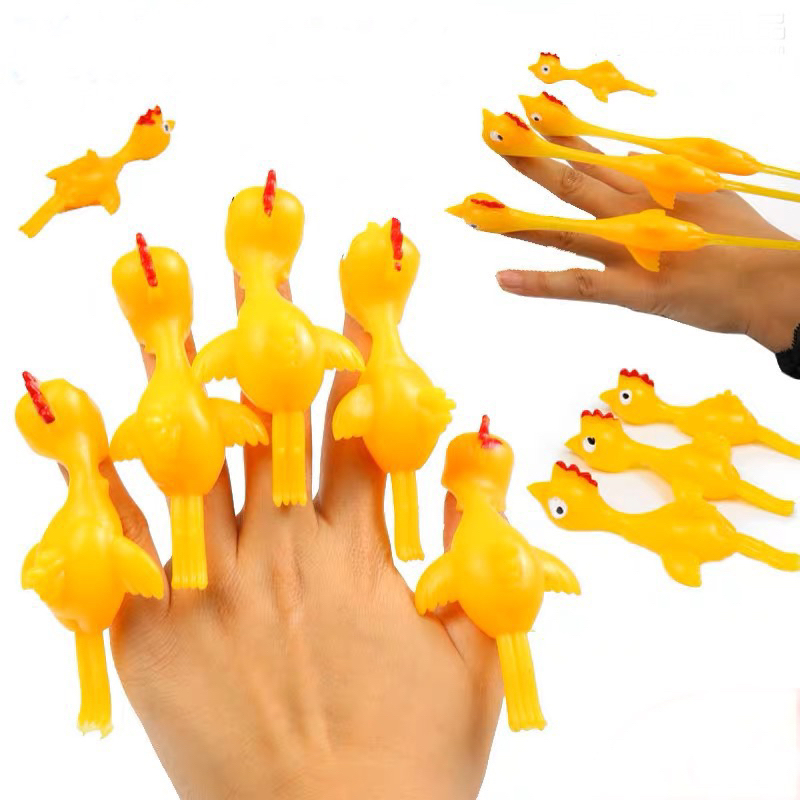 Sét 5 – 10  con gà bắn bay dính tường – đồ chơi bắn gà cao su đồ chơi xả stress vui nhộn cho bé