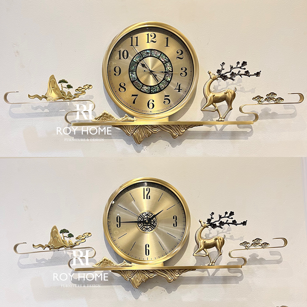 Đồng hồ treo tường hươu đồng ngang cao cấp Roy Home | Shopee Việt Nam