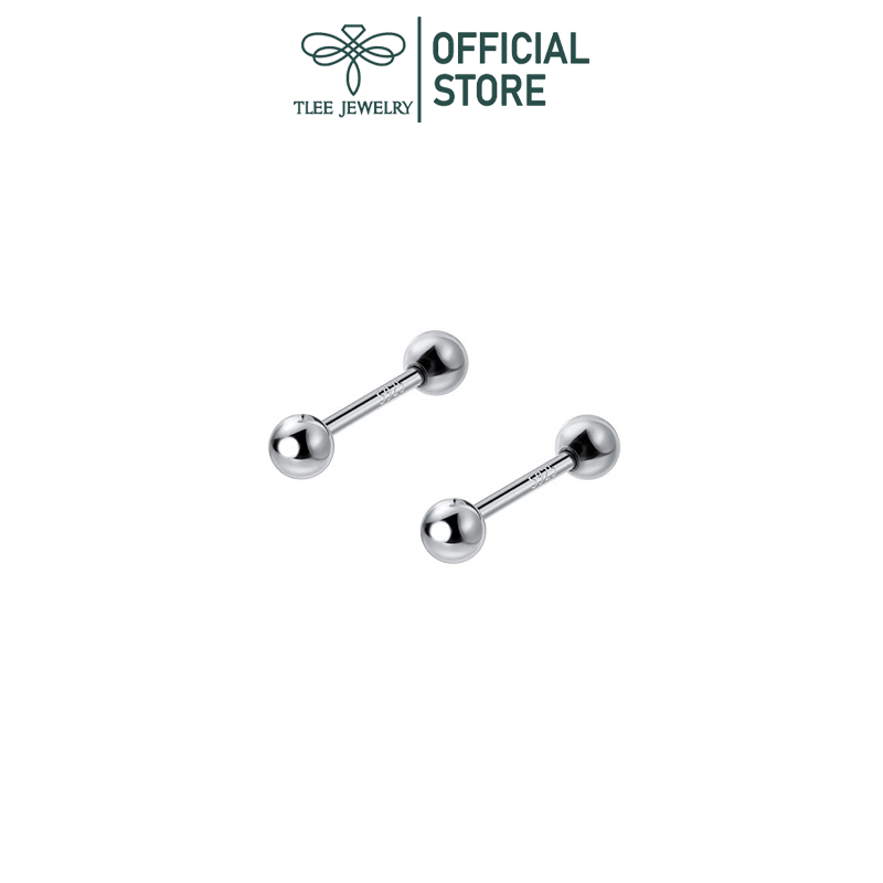 Ảnh Khuyên tai bạc TLEE unisex bi hai đầu chốt ren nhiều size cá tính TLEE JEWELRY B0390 1
