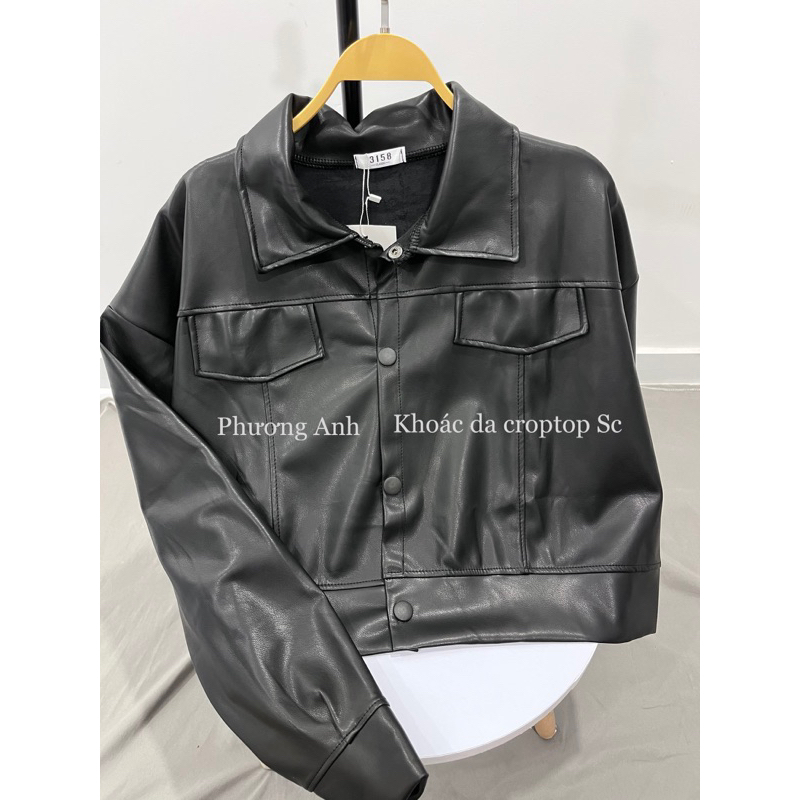 Áo khoác da croptop basic nữ phong cách cá tính trẻ loại 1 dày