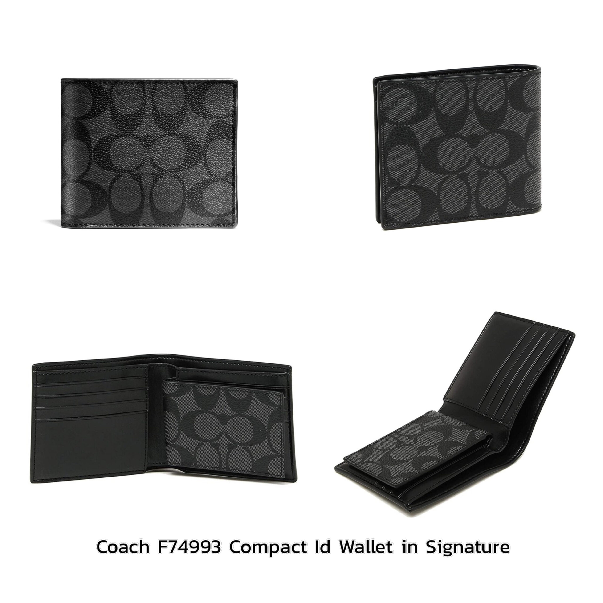 Ví Nam Coach Compact ID Wallet In Signature Canvas chính hãng nhập Mỹ