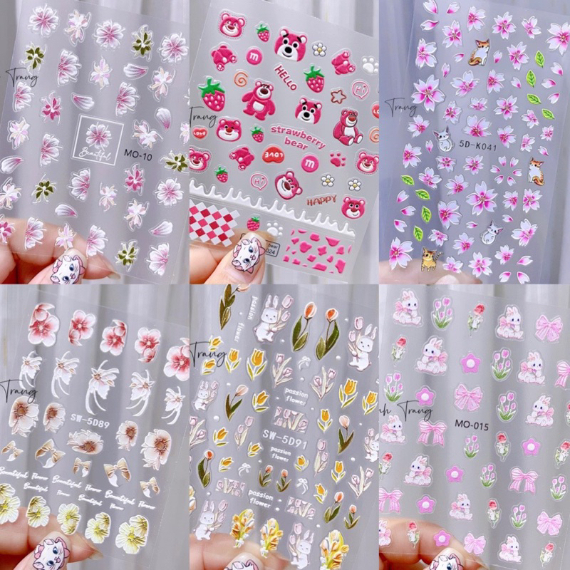 Sticker lụa sticker 5D hoạt hình mẫu hoa và thương hiệu các mẫu mới ...