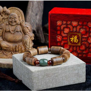 Vòng Tay Trầm Tốc Tự Nhiên Hình Trụ Mix Đ.á Trụ - Trầm Hương Tự Nhiên - Trầm Hương Việt- Size - 8mm, 10mm, 12mm, 14mm