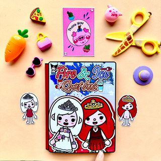 Ngôi nhà công chúa băng lửa Toca Boca- Búp bê giấy