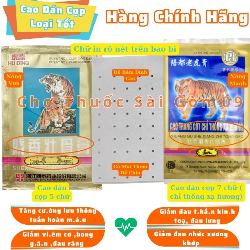 Dán Cọp Loại Tốt 4 Miếng- Giảm Đau Mỏi Cơ, Đau Nhức Xương Khớp