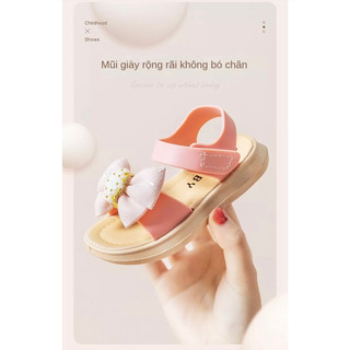 Sandal bé gái đính nơ công chúa siêu xinh - giày dép quai hậu trẻ em mềm nhẹ em chân