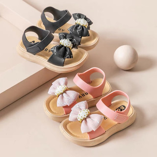 Sandal bé gái đính nơ công chúa siêu xinh - giày dép quai hậu trẻ em mềm nhẹ em chân