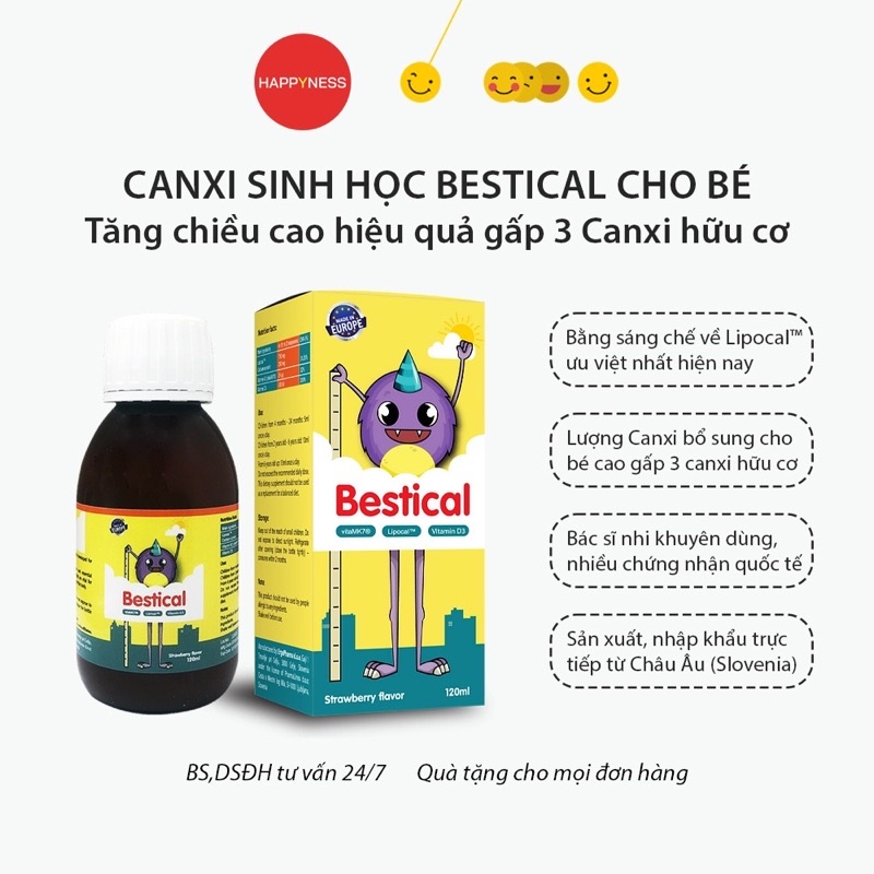 Bestical bổ sung canxi và vitamin d3k2 giúp tăng chiều cao vượt trội cho bé