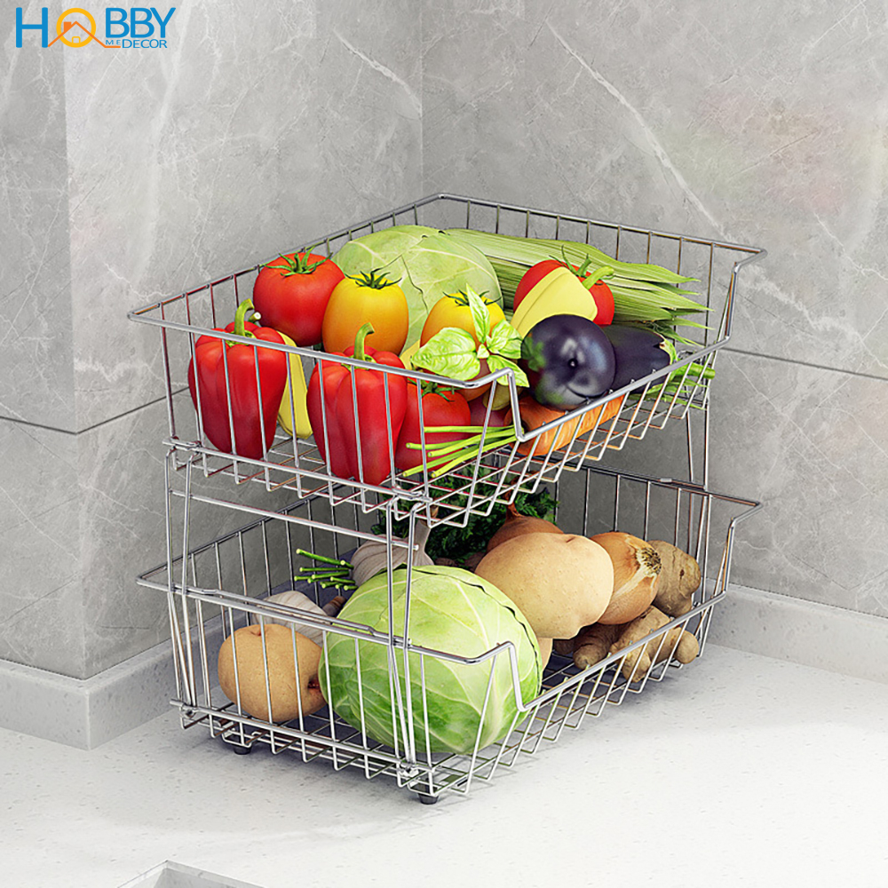 Kệ rổ đựng đồ nhà bếp di động nhiều tầng Inox 304 Hobby Home Decor NTI