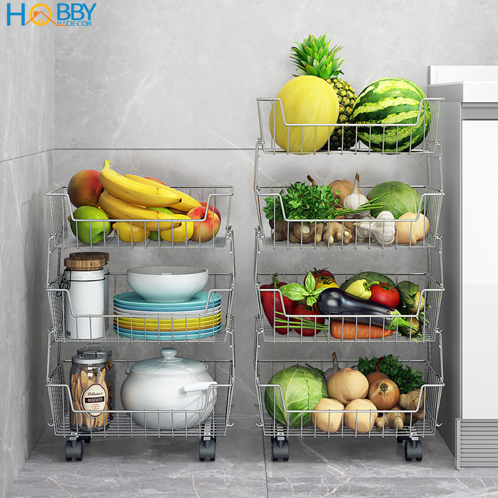 Kệ rổ đựng đồ nhà bếp di động nhiều tầng Inox 304 Hobby Home Decor NTI