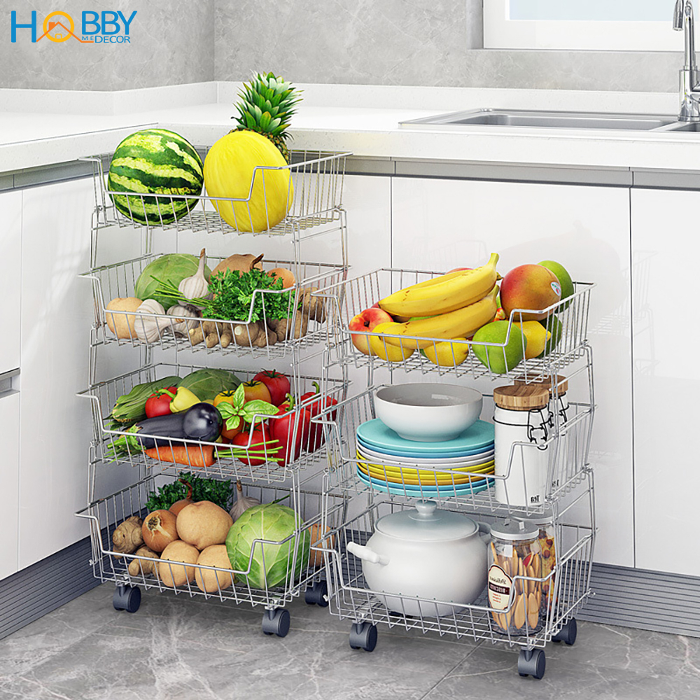 Kệ rổ đựng đồ nhà bếp di động nhiều tầng Inox 304 Hobby Home Decor NTI