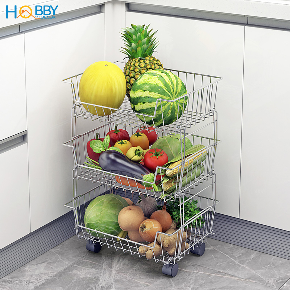 Kệ rổ đựng đồ nhà bếp di động nhiều tầng Inox 304 Hobby Home Decor NTI