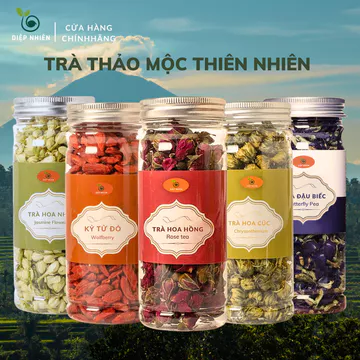Trà Thảo Mộc, Hoa Đậu Biếc, Hoa Hồng, Hoa Cúc, Hoa Nhài, Táo Đỏ, Kỷ Tử, Atiso, Trà Tâm Sen, Hữu Cơ Loại 1,Diệp Nhiên Trà