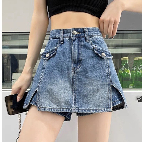 Chân Váy Jean Bigsize Nữ Chữ A Lưng Cao,Quần Váy Bò Không Co Giãn Lên Phom Che Bụng Cực Tốt GV3 GV2