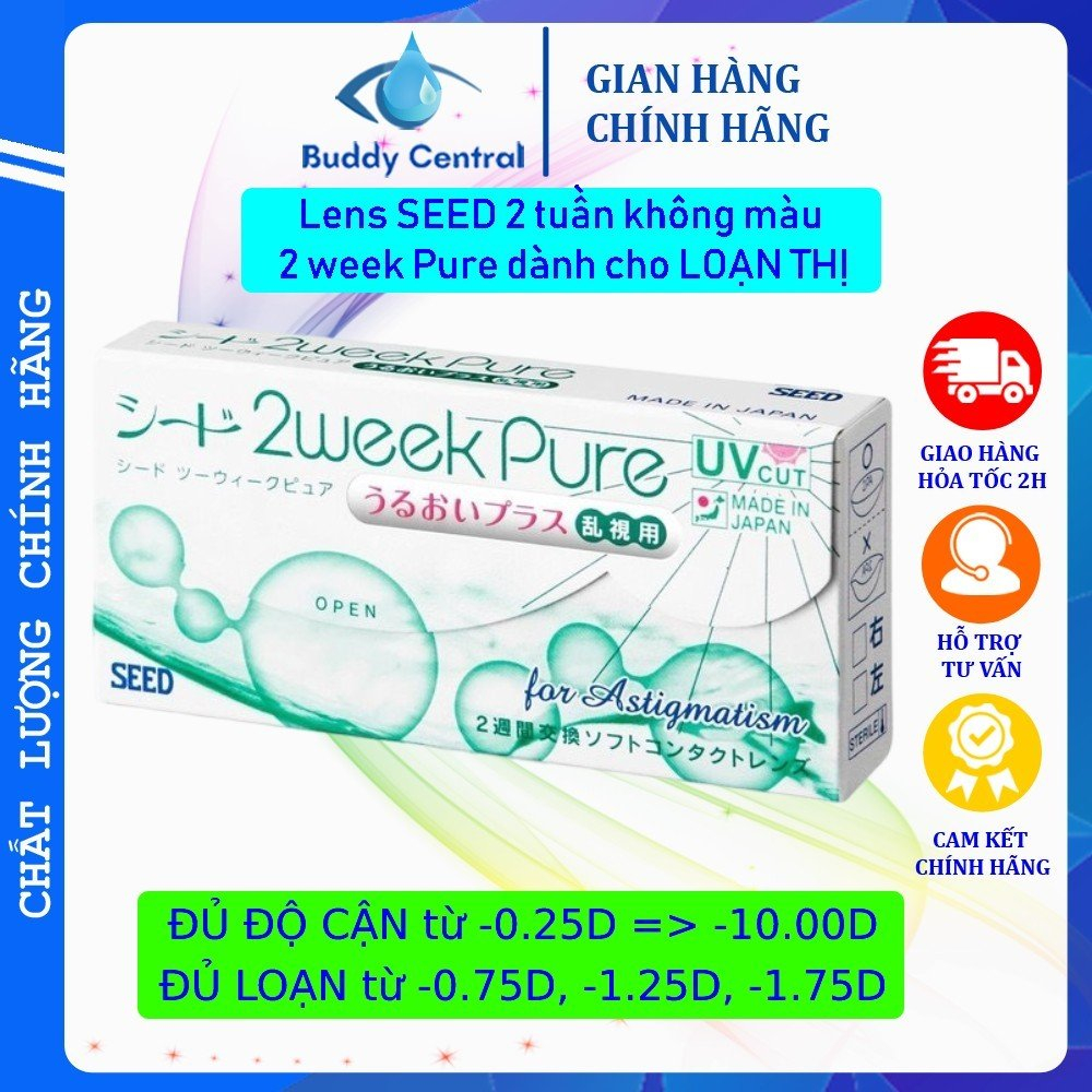 Lens SEED 2 tuần 2 week Pure for Astigmatism dành cho cận - loạn thị (6 ...
