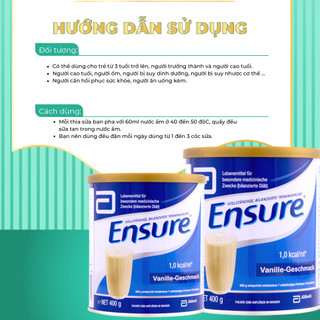 Sữa bột Ensure Đức hương vani giàu dinh dưỡng hộp 400g Extate