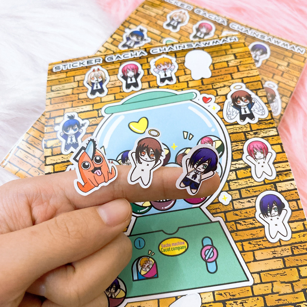 Bộ hình dán sticker máy gacha anime My hero Academia, Chainsaw Man ...