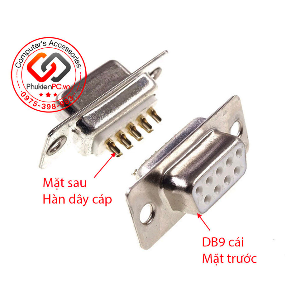 Đầu hàn COM RS232 DB9 Đực Cái mạ vàng 2U vỏ ốp Kim Loại Hàn cáp COM DB9 ...