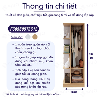 [Freeship HCM] Tủ Quần Áo Gỗ FIVO FC06, Gỗ Chống Ẩm Dày Dặn Cao Cấp, Hộc Tủ Riêng Tư, Trả Góp 0%