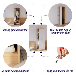 [Freeship HCM] Tủ Quần Áo Gỗ FIVO FC06, Gỗ Chống Ẩm Dày Dặn Cao Cấp, Hộc Tủ Riêng Tư, Trả Góp 0%