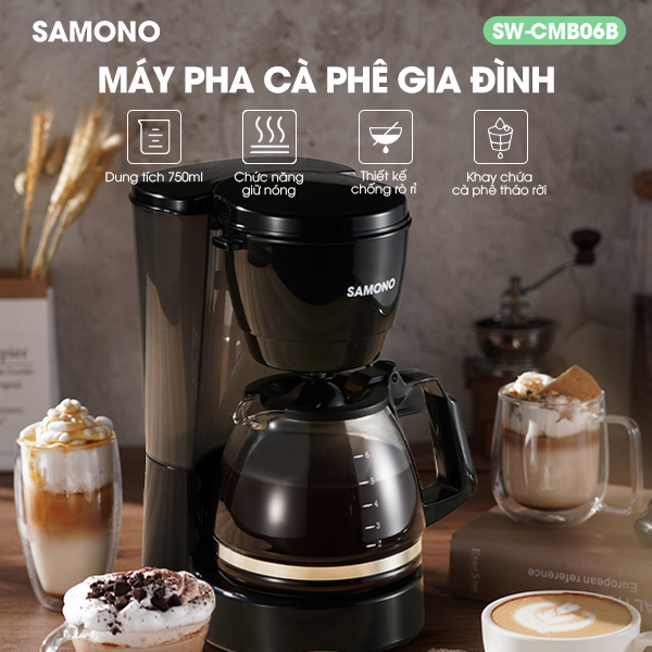 Ảnh Samono Máy pha cà phê/trà 750ml, chức năng giữ nhiệt, vòi tự ngắt chống rò rỉ, hộp chứa có thể tháo rời 2