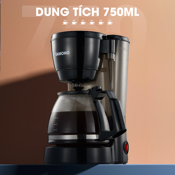 Ảnh Samono Máy pha cà phê/trà 750ml, chức năng giữ nhiệt, vòi tự ngắt chống rò rỉ, hộp chứa có thể tháo rời 3