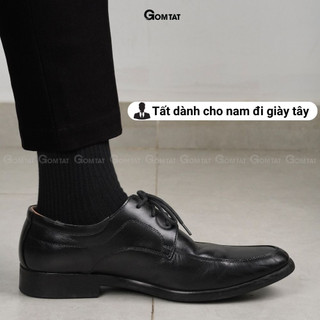 Combo 4 đôi tất vớ nam cổ cao công sở đi giày tây GOMTAT, họa tiết gân chìm màu đen - STA-TAY10-CAO-DEN-CB4