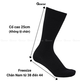 Combo 4 đôi tất vớ nam cổ cao công sở đi giày tây GOMTAT, họa tiết gân chìm màu đen - STA-TAY10-CAO-DEN-CB4
