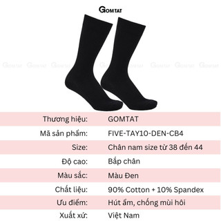 Combo 4 đôi tất vớ nam cổ cao công sở đi giày tây GOMTAT, họa tiết gân chìm màu đen - STA-TAY10-CAO-DEN-CB4
