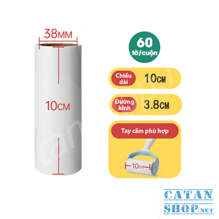 Lõi Lăn Bụi 10cm Làm Sạch Quần Áo, Ga Giường, Lông Thú Lõi 60 Tờ Dự Phòng Thay Thế Cho Cây Lăn Bụi