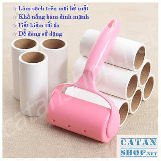 Lõi Lăn Bụi 10cm Làm Sạch Quần Áo, Ga Giường, Lông Thú Lõi 60 Tờ Dự Phòng Thay Thế Cho Cây Lăn Bụi
